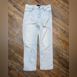 Kendall & Kylie High Rise Straight Jeans 7/28 Light Wash Distressed